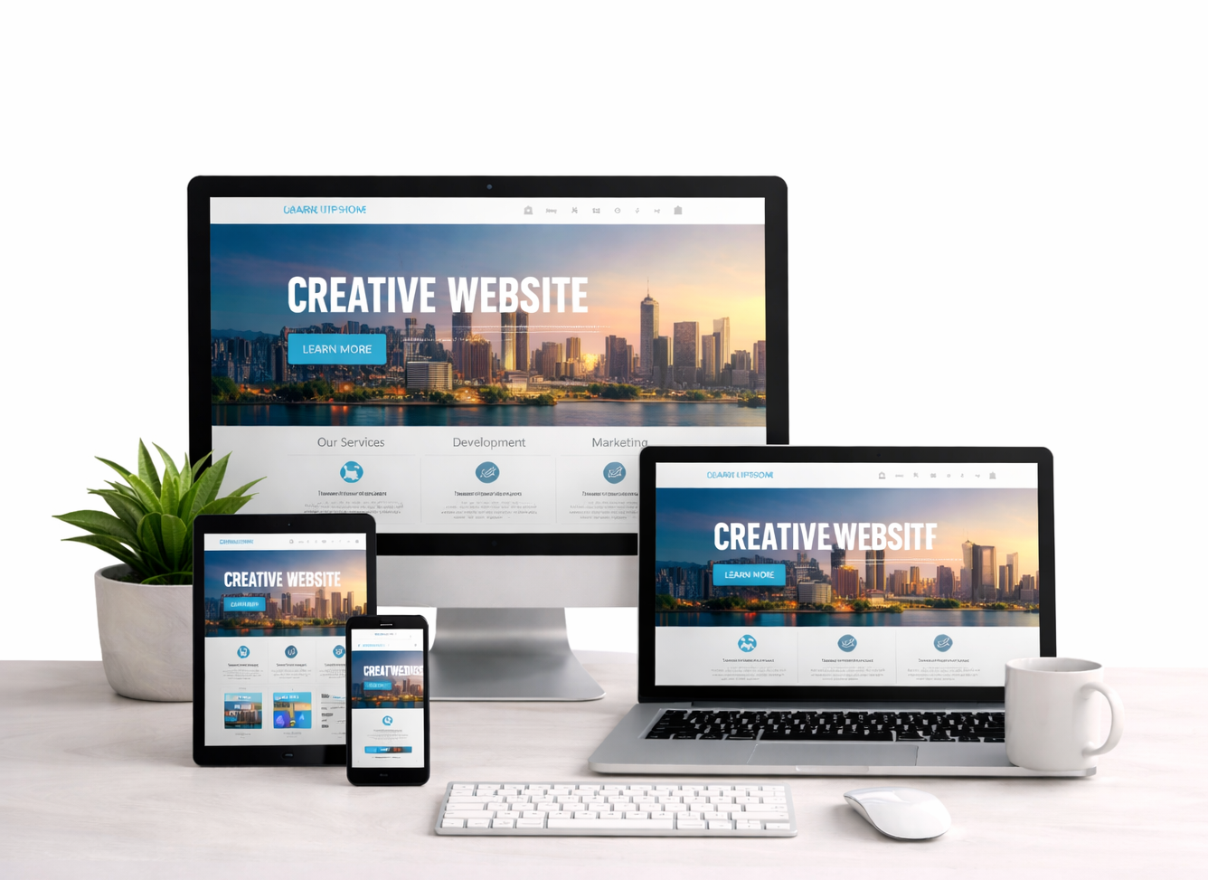 dispositivo mostrando diseño web creativo